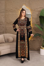 Filistin Desenli Lüks Lexus Kumaş Abaya – Kemerli Şık Tasarım