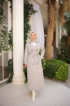 Classic Khaki Trench Coat with Belt Detail