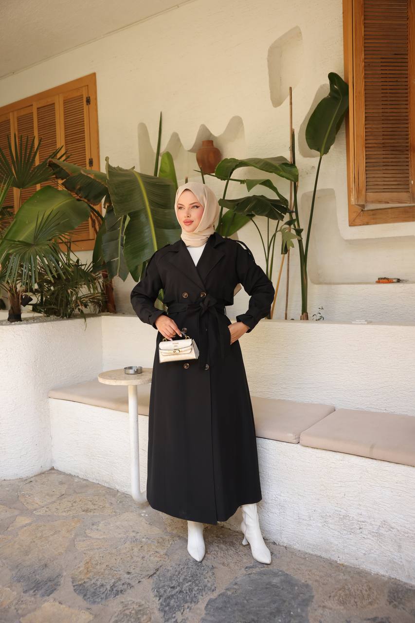 Belted and Double-Breasted Classic Trench Coat