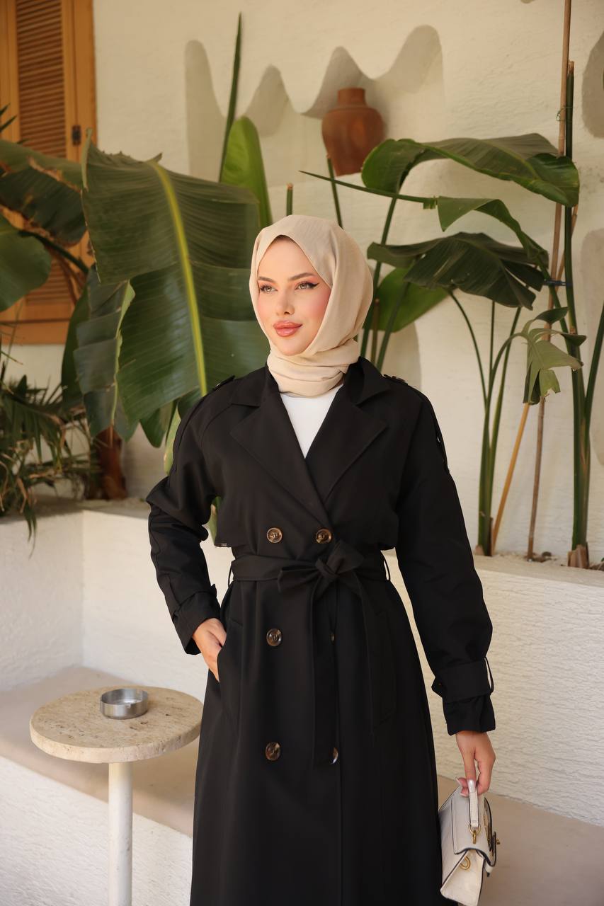 Belted and Double-Breasted Classic Trench Coat
