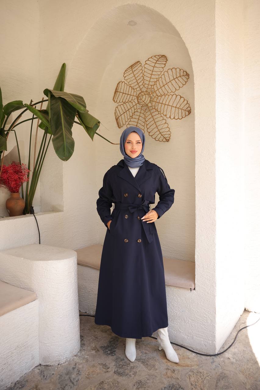 Belted and Double-Breasted Classic Trench Coat
