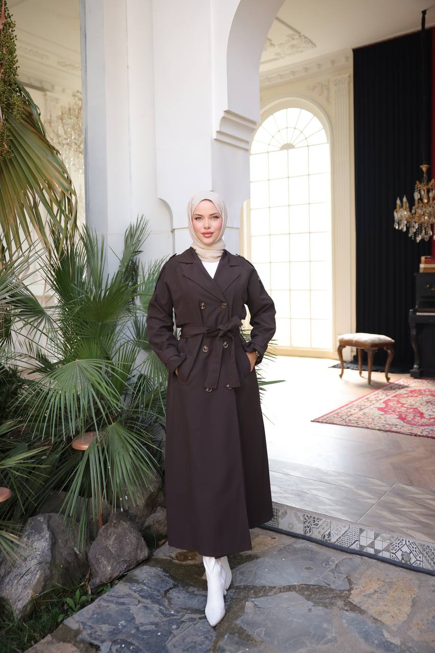 Belted and Double-Breasted Classic Trench Coat