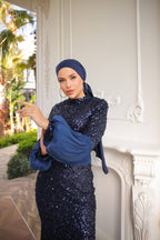 Sequined Fabric, Sash Detailed Evening Dress